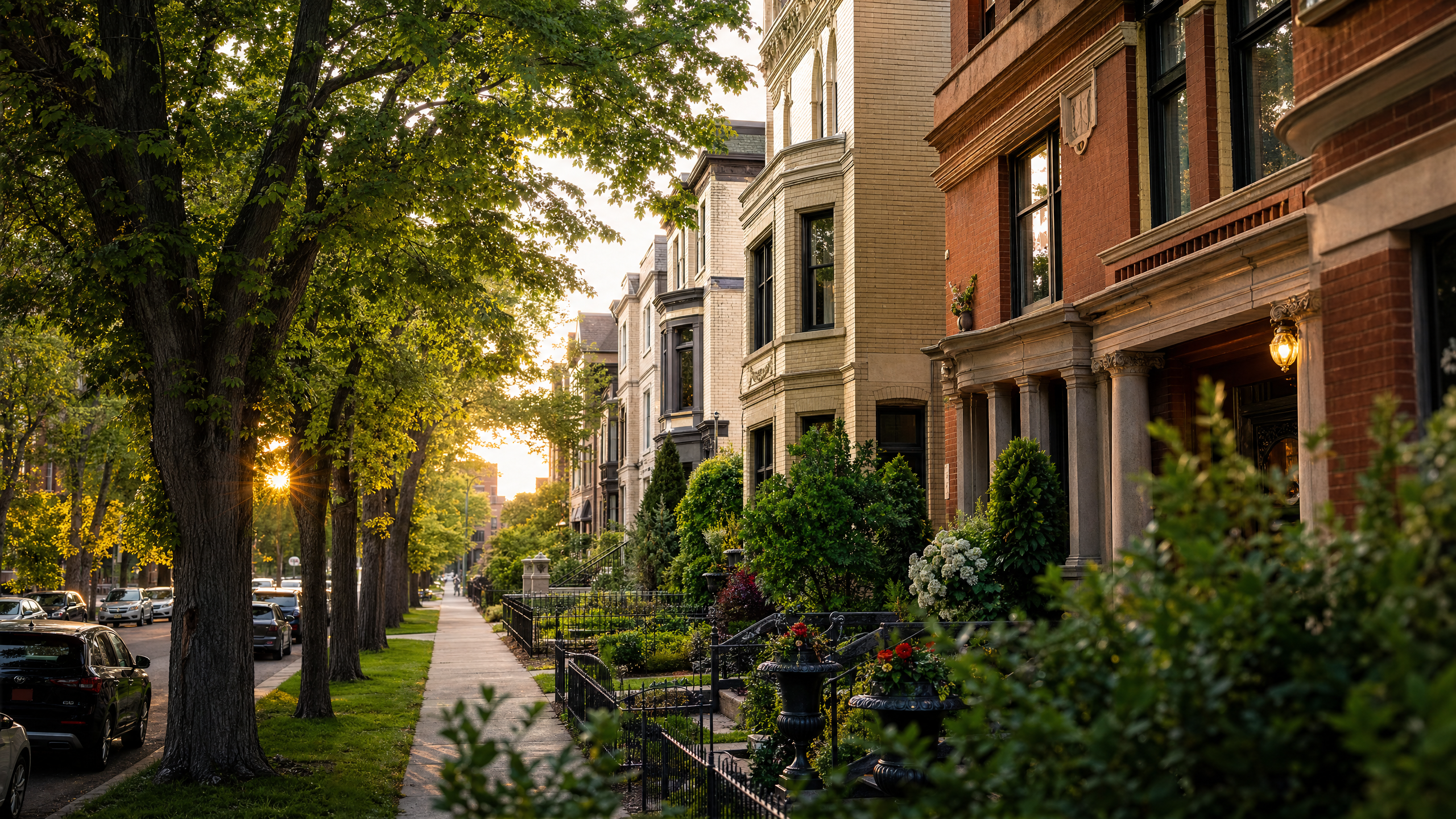 Lower Mount Royal heritage residential streetscape with mature greenery